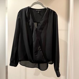 Banana Republic Small Black Wrap Front Blouse